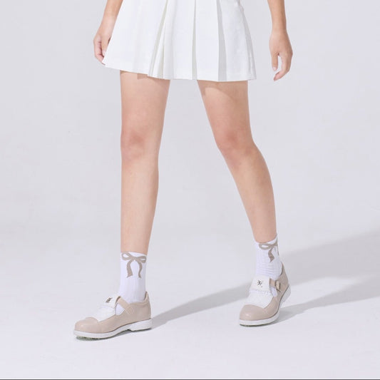 リボンジャカードサマーアンクルソックス (ホワイト)