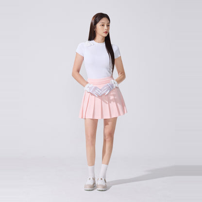 シフォンリボンキャップスリーブニット (ホワイト)