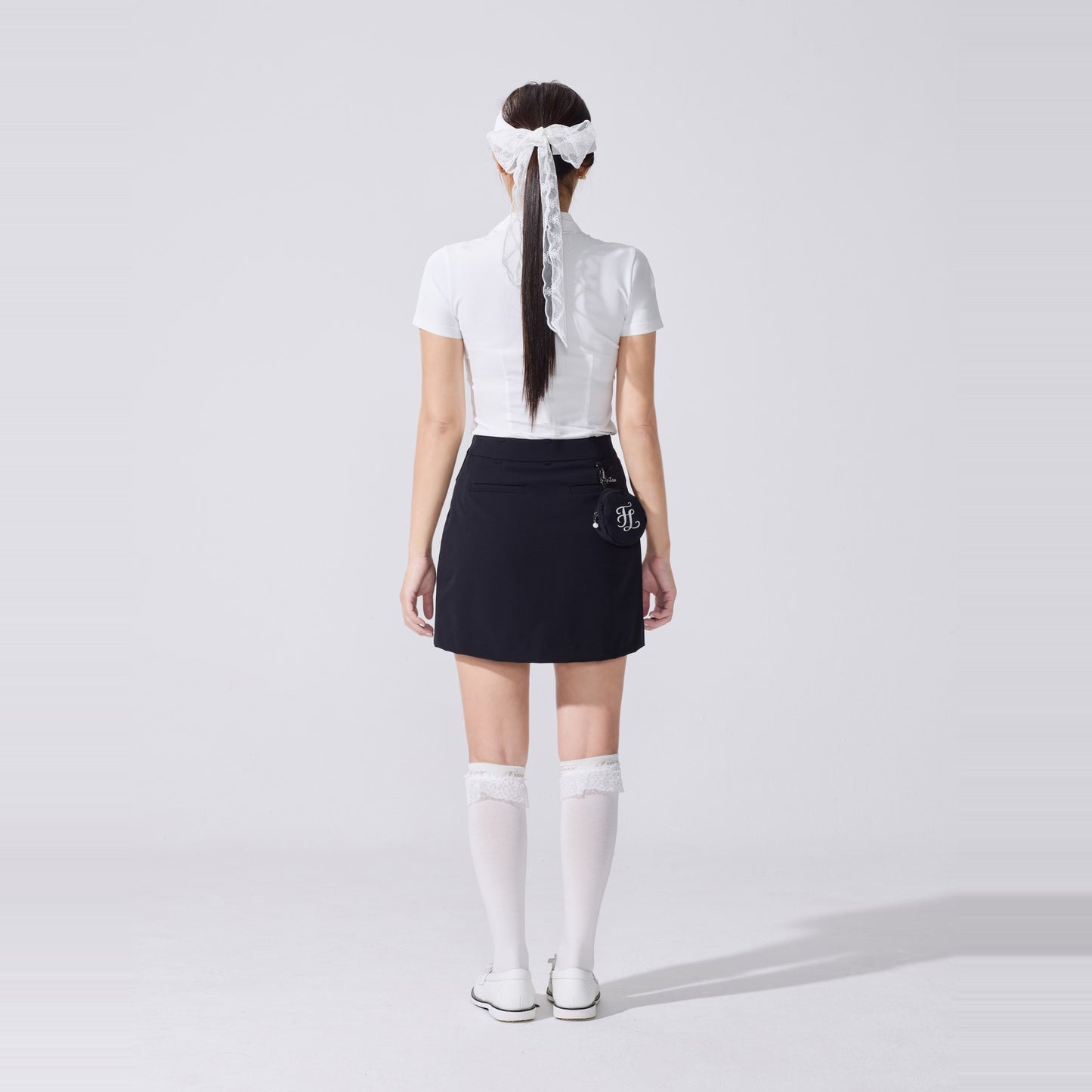 フォールディッドAラインスカート (ブラック)