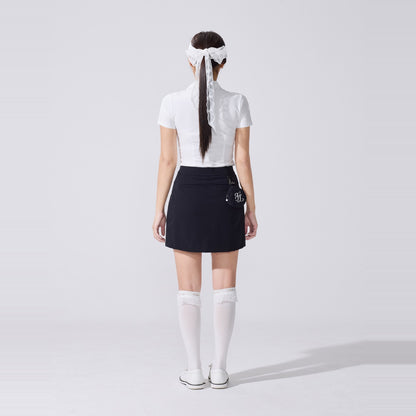 フォールディッドAラインスカート (ブラック)