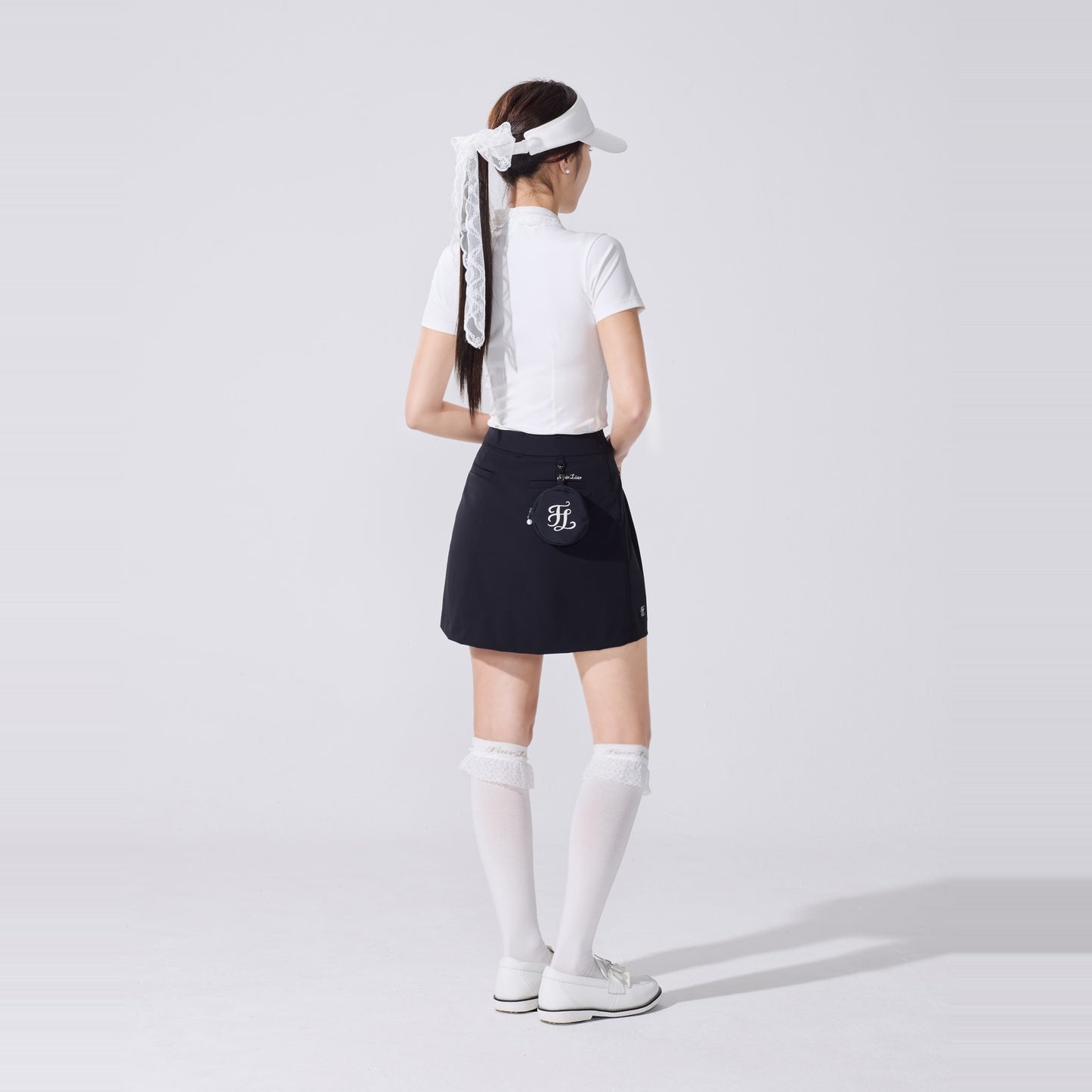 フォールディッドAラインスカート (ブラック)