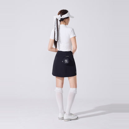 フォールディッドAラインスカート (ブラック)